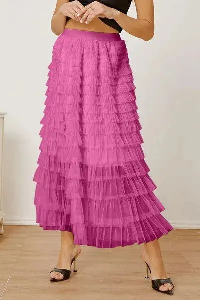 Boost Your Look with a Ruched High-Waist Tiered Skirt