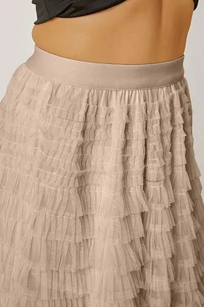 Boost Your Look with a Ruched High-Waist Tiered Skirt