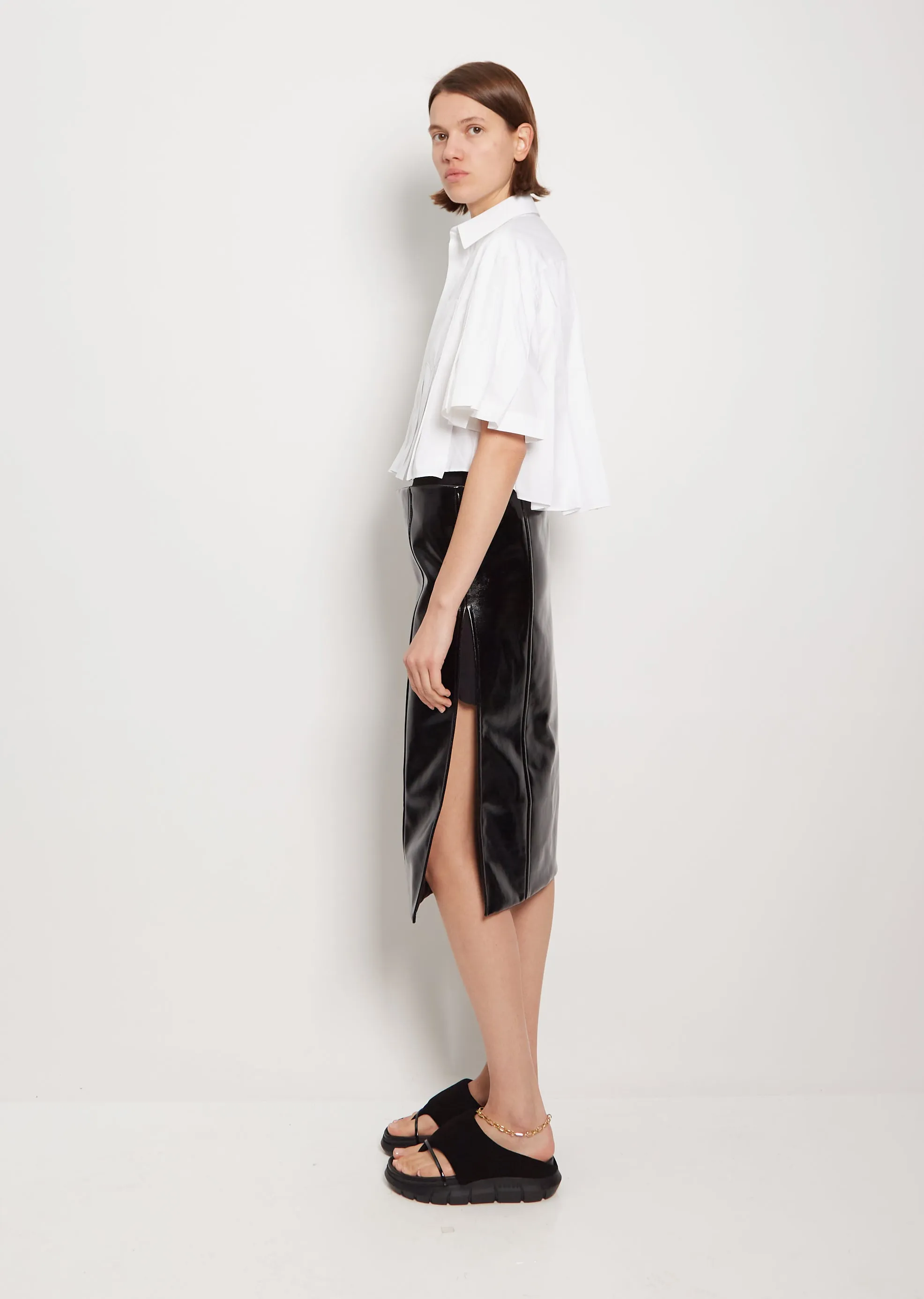 Cotton Blend Pleated Shirt