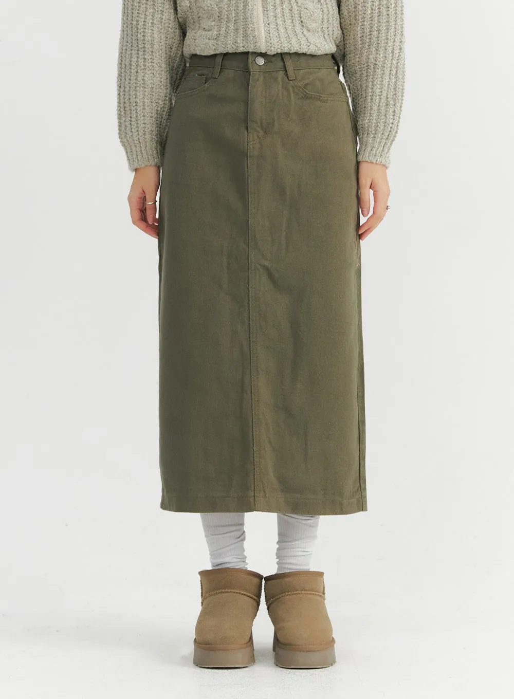 Long Slim-Fit Cotton Skirt CO324