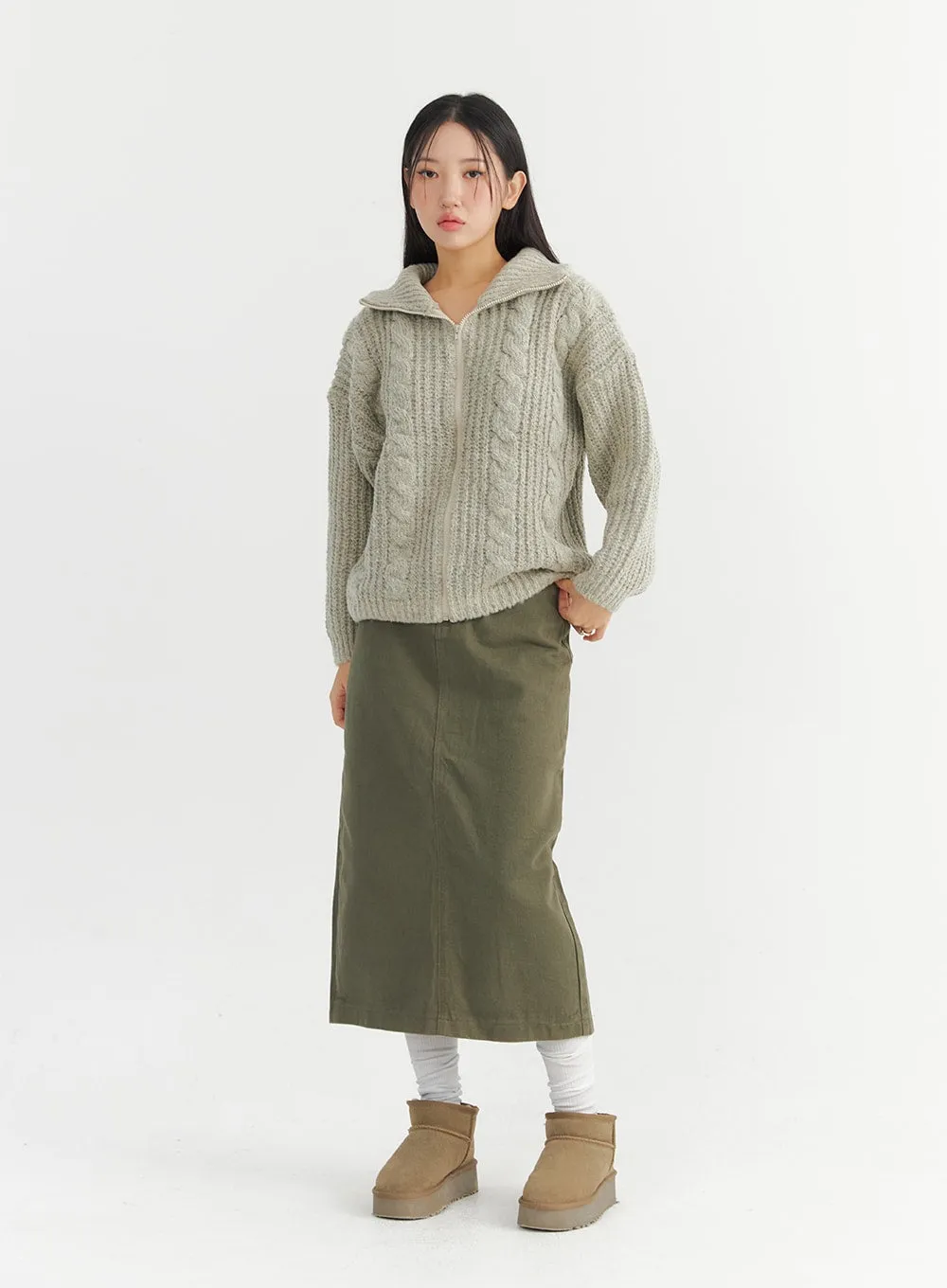 Long Slim-Fit Cotton Skirt CO324