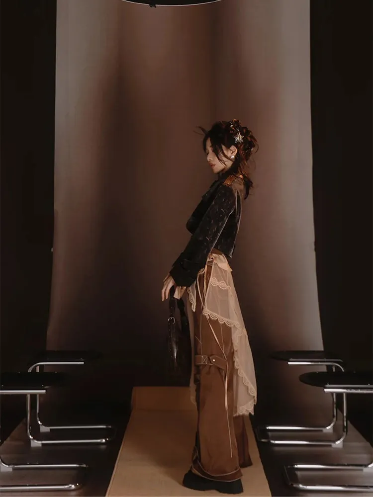 Retro Lace Glossy Chic Elegant One-Piece＆Skirt【s0000004022】
