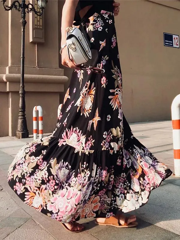 Vintage High Waist Bohemia Skirt